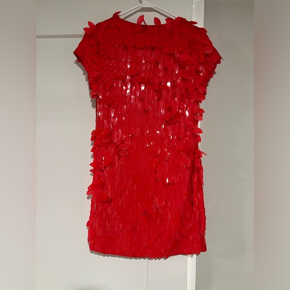 ASOS DESIGN all over feather embellished mini dress in red size 2 - Picture 8 of 11
